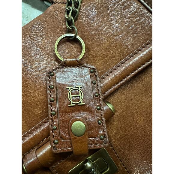 Olivia Heather Genuine Leather Satchel Bag Cognac Brown - Picture 8 of 11